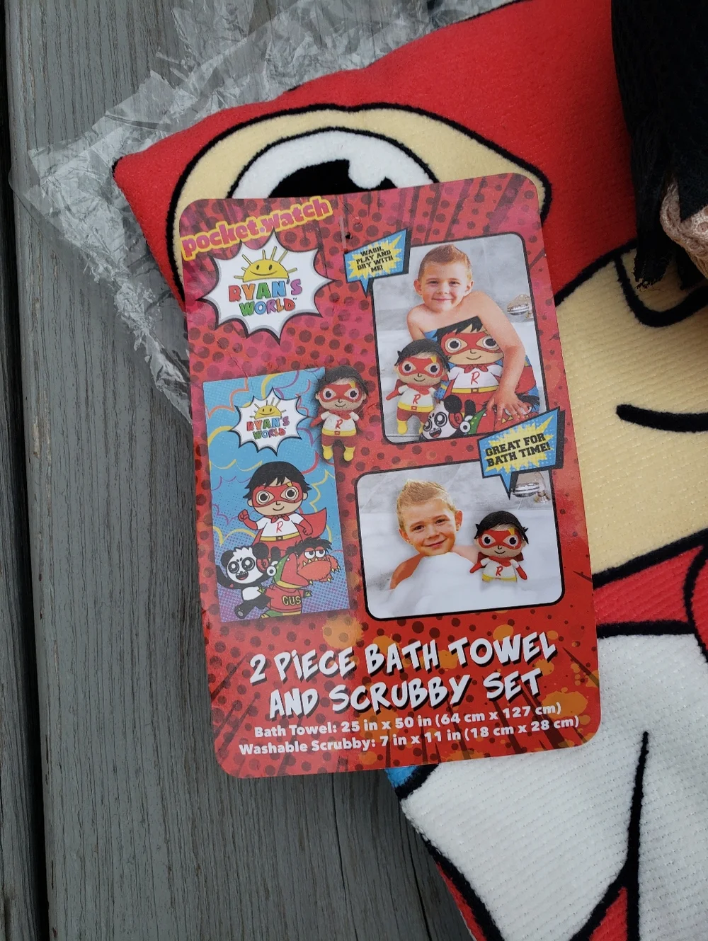 Ryan's World 2 Piece Bath Towel and Scrubby Set
